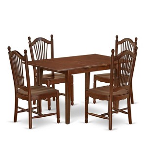 HomeStock 5-Pc Mahogany Finish Solid Wood Top-Rectangular Dining Room Set with Butterfly Leaf-Seats 4 - 1 of 4