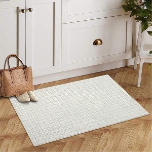 Washable Area Rugs, Modern Plaid Printed Indoor Floor Carpet with Non-Slip Backing, Contemporary Accent Carpet, Stain-Resistant Soft Low Pile Rugs - 1 of 4