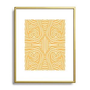 Little Dean Yellow mustard boho stripe Metal Framed Art Print - Deny Desings - 1 of 3