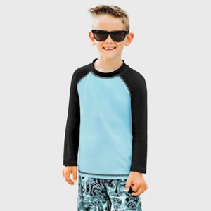 City Threads USA-Made Swim UPF 50+ Boys Color Block Long Sleeve Rashguard Shirt - 1 of 4