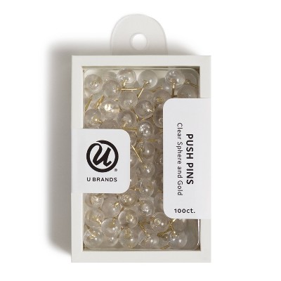 U Brands 100ct Push Pins - Clear