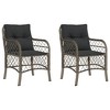 vidaXL Patio Chairs with Cushions 2 pcs Gray Poly Rattan - 2 of 4
