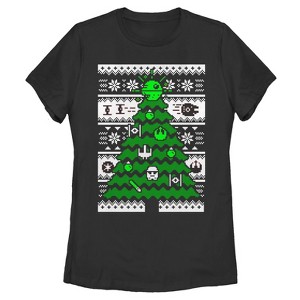 Women's Star Wars Ugly Christmas Tree T-Shirt - 1 of 3