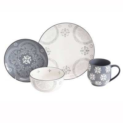 16pc Stoneware Phara Dinnerware Set Gray - Baum Bros.