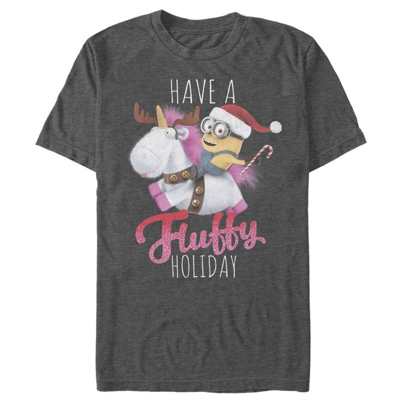 Men's Despicable Me Christmas Minions Have A Fluffy Day Unicorn T-Shirt, 1 of 5
