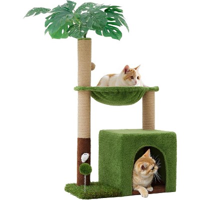 37" Cat Tree Tower for Indoor Cats，2-in-1 Multi-Functional Comfort with Premium Sisal Scratching Post