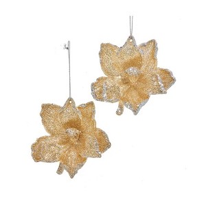 Kurt Adler Acrylic Ornaments for Christmas Tree, Platinum Flower, Assorted (Pack of 2) - 1 of 1