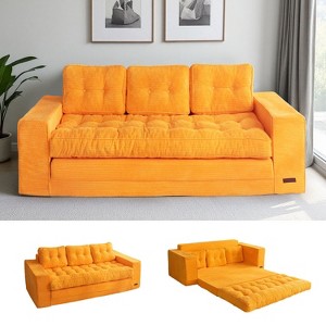 MAXYOYO Convertible Sofa Bed, Pull Out 3 Seater Sleeper Sofa, 2 in 1 Fold Out Floor Couch with Pillows for Living Room - 1 of 4