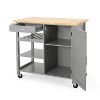 GDFStudio Carmelina Contemporary Wooden Kitchen Cart with Wheels - 4 of 4