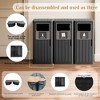 CAVINAS Triple Compartment Outdoor Trash Can, 3x80L Wood-Design Recycling Station with Weatherproof Lids, Black - 4 of 4
