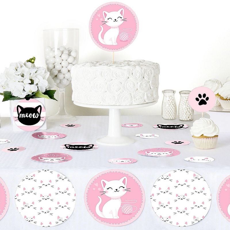 Big Dot of Happiness Purr-fect Kitty Cat - Kitten Meow Baby Shower or Birthday Party Giant Circle Confetti - Party Décor - Large Confetti 27 Count, 5 of 8