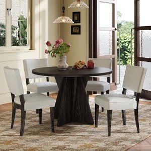 5-Piece Dining Set with Round Table and 4 Upholstered Chairs - 1 of 4