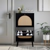 KTMBDW Shoe Rack Storage Organizer with 2 Natural Semi-Circular Rattan Doors, Entryway Wooden Shoe Cabinet for Sneakers, Leather Shoes, High Heels - 3 of 4