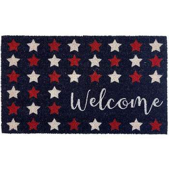 American Welcome Natural Fiber Coir Doormat Patriotic Stars Outdoor 30" x 18" Briarwood Lane