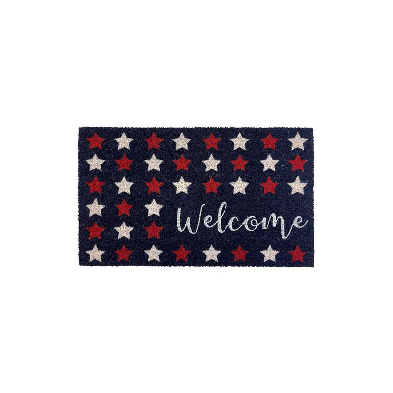 American Welcome Natural Fiber Coir Doormat Patriotic Stars Outdoor 30" x 18" Briarwood Lane, 1 of 4