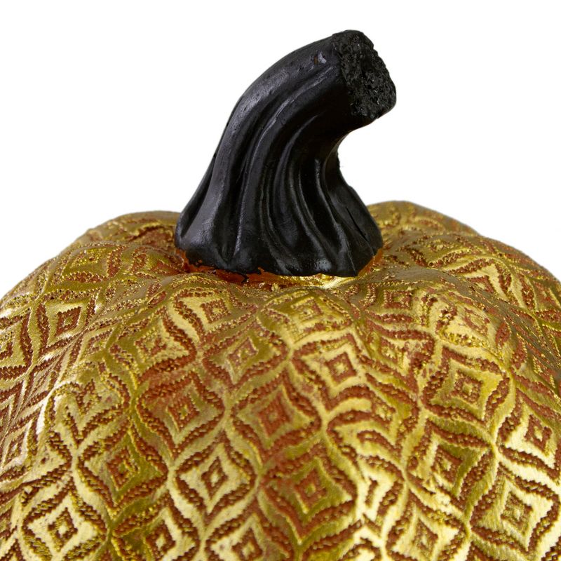 Northlight 9.75" Gold and Orange Greek Key Textured Autumn Pumpkin Tabletop Decoration, 3 of 5