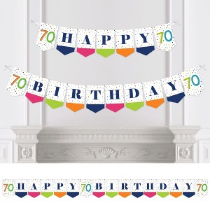 Big Dot of Happiness 70th Birthday - Cheerful Happy Birthday - Seventieth Birthday Party Bunting Banner - Birthday Party Decorations - Happy Birthday - 1 of 4