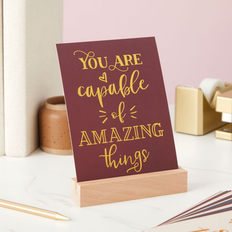 Paper Junkie 20 Pack Daily Motivational Quotes for Desk with Wooden Stand for Cubicle Decor, Inspirational Desk Supplies for Women Office, 5 x 7 In, 2 of 9