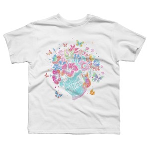 Boy's Design By Humans Floral Butterfly Skull Funny Halloween Costume Hippie Flower By JeilJersey T-Shirt - 1 of 3