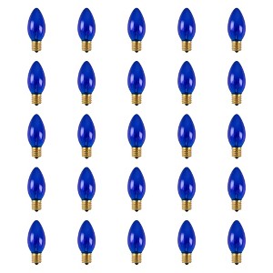 Northlight Pack of 25 Incandescent C9 Blue Christmas Replacement Bulbs - 1 of 4