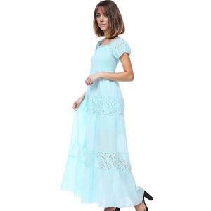 Anna-Kaci Women's Boho Convertible Cap Sleeve Off-Shoulder Smocked Maxi Dress for Everyday Look - 1 of 4