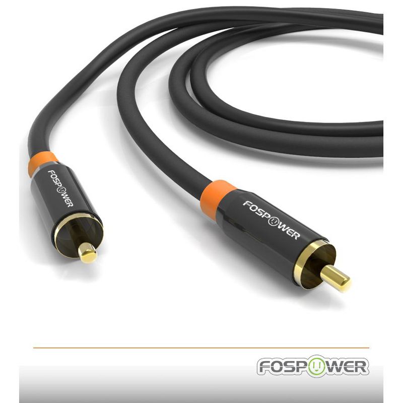 FosPower Premium Gold-Plated Dual Layer Braided RCA Male to Male Digital Audio Coaxial Cable - 10ft, 2 of 6