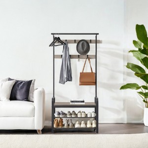 Coat Rack, Hall Tree with Shoe Bench , Entryway Bench with Coat Rack, 4-in-1, with 9 Removable Hooks, a Hanging Rod, 13.3 x 33.1 x 72.1 Inches - 1 of 4