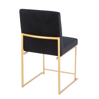 Fuji Black Velvet Upholstered High Back Side Chair with Gold Metal Frame