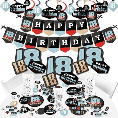 Big Dot of Happiness Boy 18th Birthday - Eighteenth Birthday Party Supplies - Banner Decoration Kit - Fundle Bundle