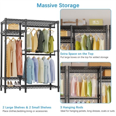 Black Heavy Duty Metal Freestanding Wardrobe Closet Rack