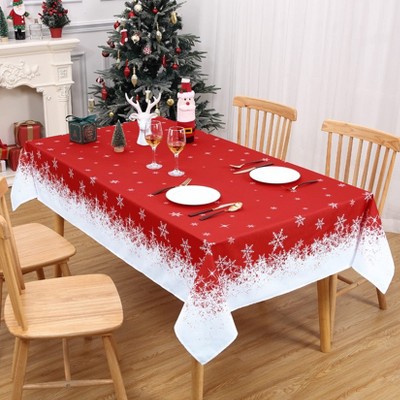 Holiday Party Tablecloth - Merry Christmas Print for Dining Room/Kitchen Decor