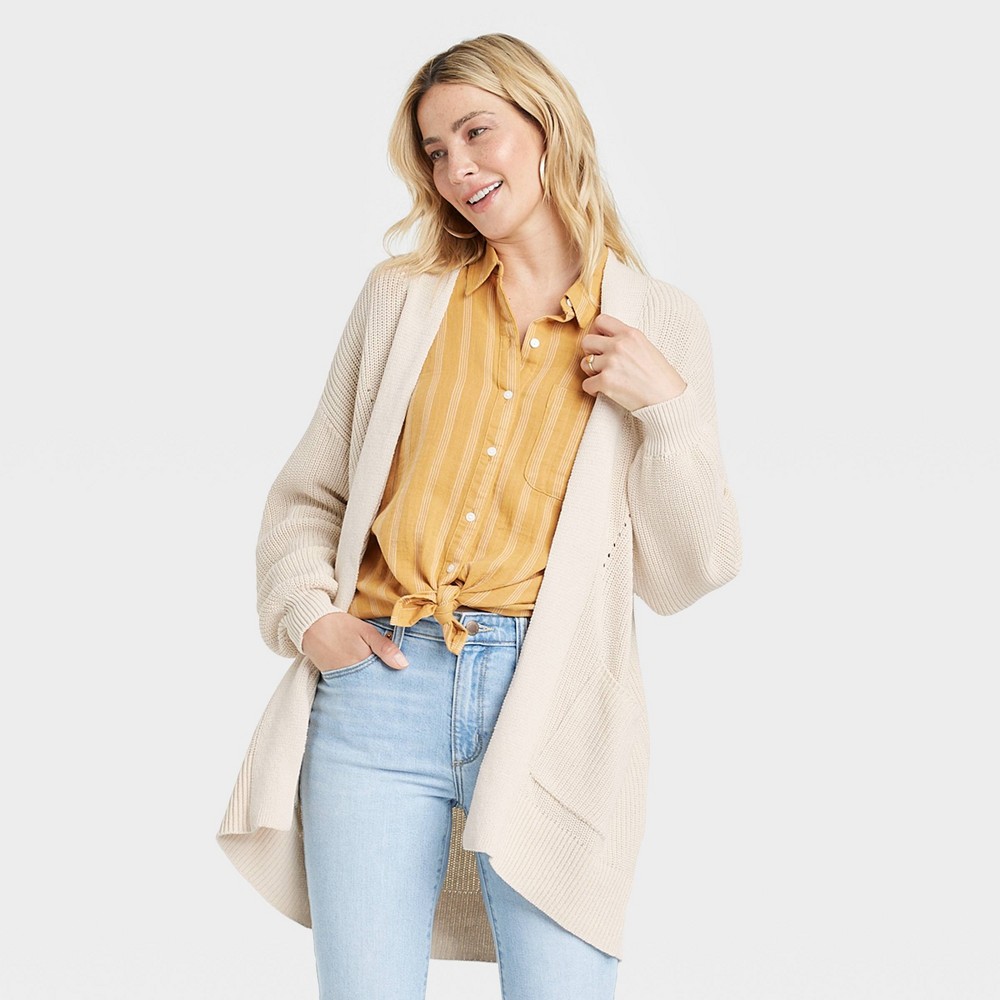 Size Large Women's Open-Front Cardigan - Universal Thread Cream Ivory