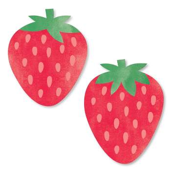 Big Dot of Happiness Berry Sweet Strawberry - Fruit Themed Birthday Party or Baby Shower Centerpiece Sticks - Table Toppers - Set of 15