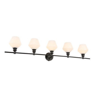 Gene 5-Light Industrial Black Wall Sconce with Frosted White Glass