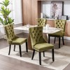 2 Pieces Black Tufted Solid Wood Contemporary Velvet Upholstered Dining Chair with Black Wood Legs and Nailhead Trim - 2 of 4