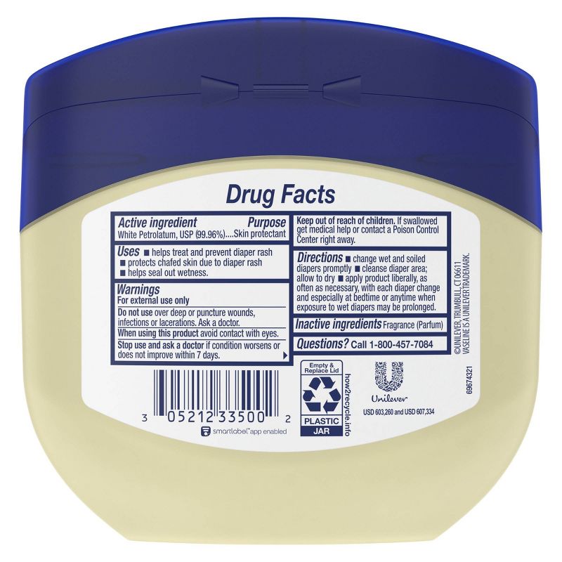 Vaseline Baby Hypoallergenic Petroleum Healing Jelly &#38; Diaper Rash Skin Protectant - 13oz, 4 of 15
