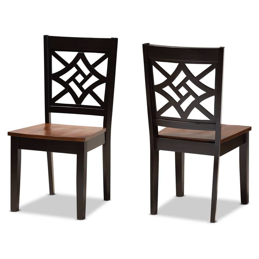 Photos - Chair 2pc Nicolette Wood Dining  Set Brown/Walnut - Baxton Studio