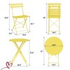 Outdoor 3-Piece Folding Bistro Set Folding Outdoor Patio Furniture Sets 2 Chairs and 1 Table - 3 of 4