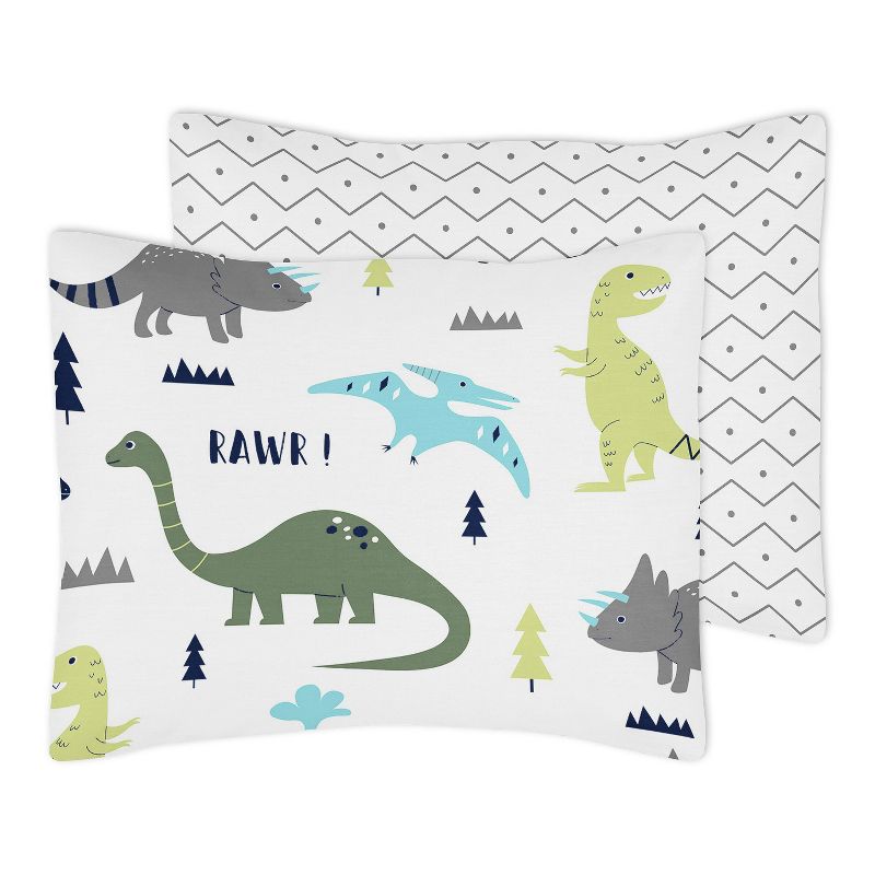 3pc Mod Dinosaur Full/Queen Kids&#39; Comforter Bedding Set Blue and Green - Sweet Jojo Designs, 6 of 8