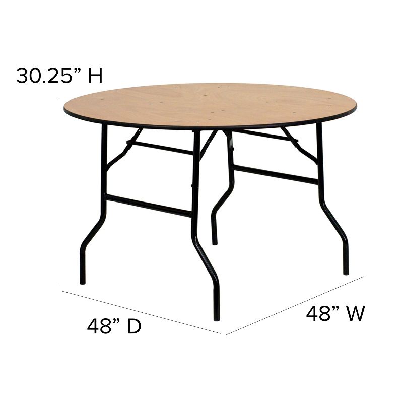 Flash Furniture 4-Foot Round Wood Folding Banquet Table with Clear Coated Finished Top, 5 of 11