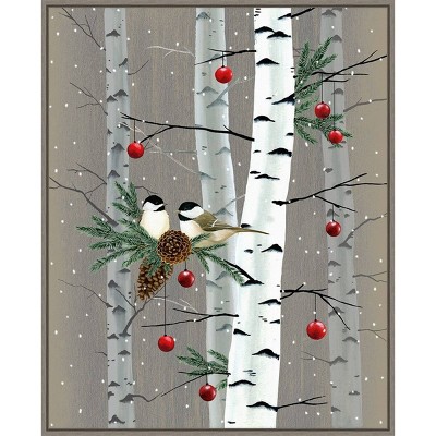 22" x 28" Birch Birds II Framed Wall Canvas - Amanti Art