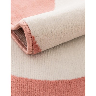 Soft Coral Pink and Ivory Abstract 8' x 10' Kids Rug