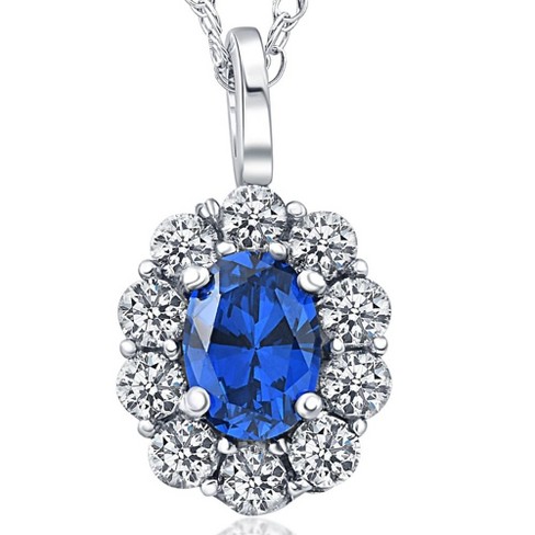 2ct Blue Sapphire Floating Diamond Necklace