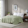 1 Pc Elegant Solid Cotton Basket Weave Print Blanket, All Season Home Textile for Lux Bedroom Decor - 2 of 4