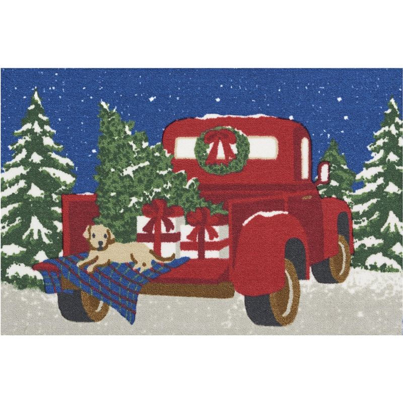 Nourison Xmas Vintage Truck With Dog Christmas Holiday Pet Accent Rug Multicolor 2' x 3', 1 of 2