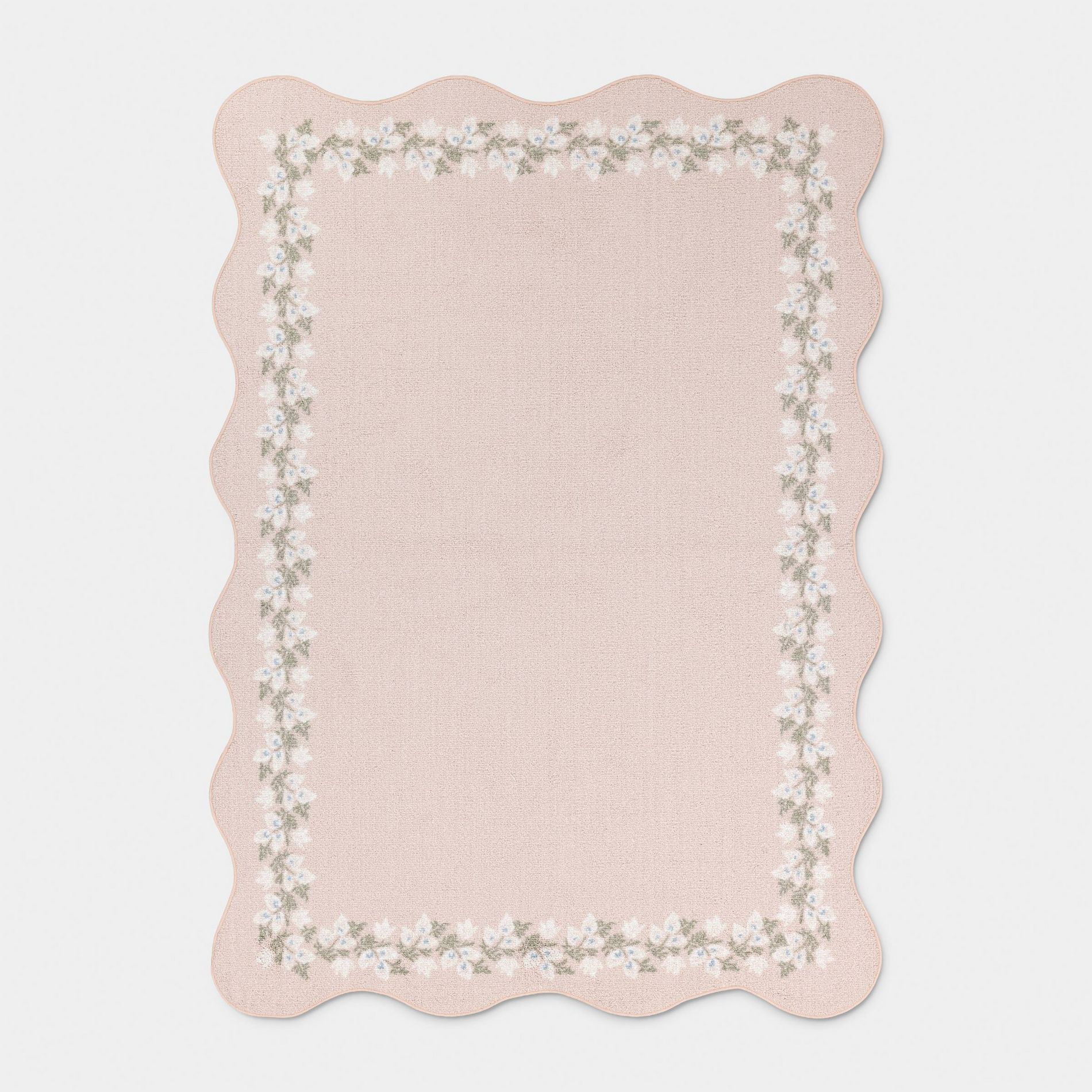 5'x7' Floral Border with Scallop Edge Dorm Area Rug Pink - Threshold™