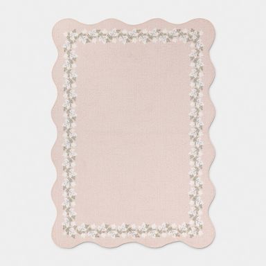 5'x7' Floral Border with Scallop Edge Dorm Area Rug Pink - Threshold™