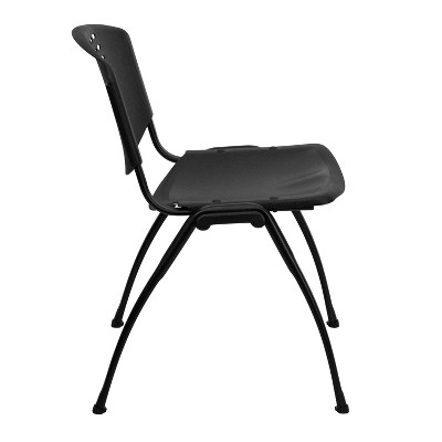 Contemporary Black Metal Stack Chair with Ventilation Holes