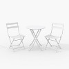 3 Pieces Folding Patio Furniture Sets with Table & 2 Chairs, Heavy-Duty Flat Tube Metal Frame for Balcony Lawn Garden Poolside - 2 of 4