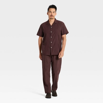Мужские рубашки Goodfellow & Co Men's Short Sleeve Vacay Embroidered Button-Down Shirt - Goodfellow & Co™ Brown XL — фото 2